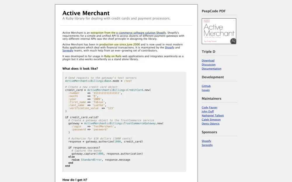 Activemerchant - A robust library for integrating payment processing in Ruby applications