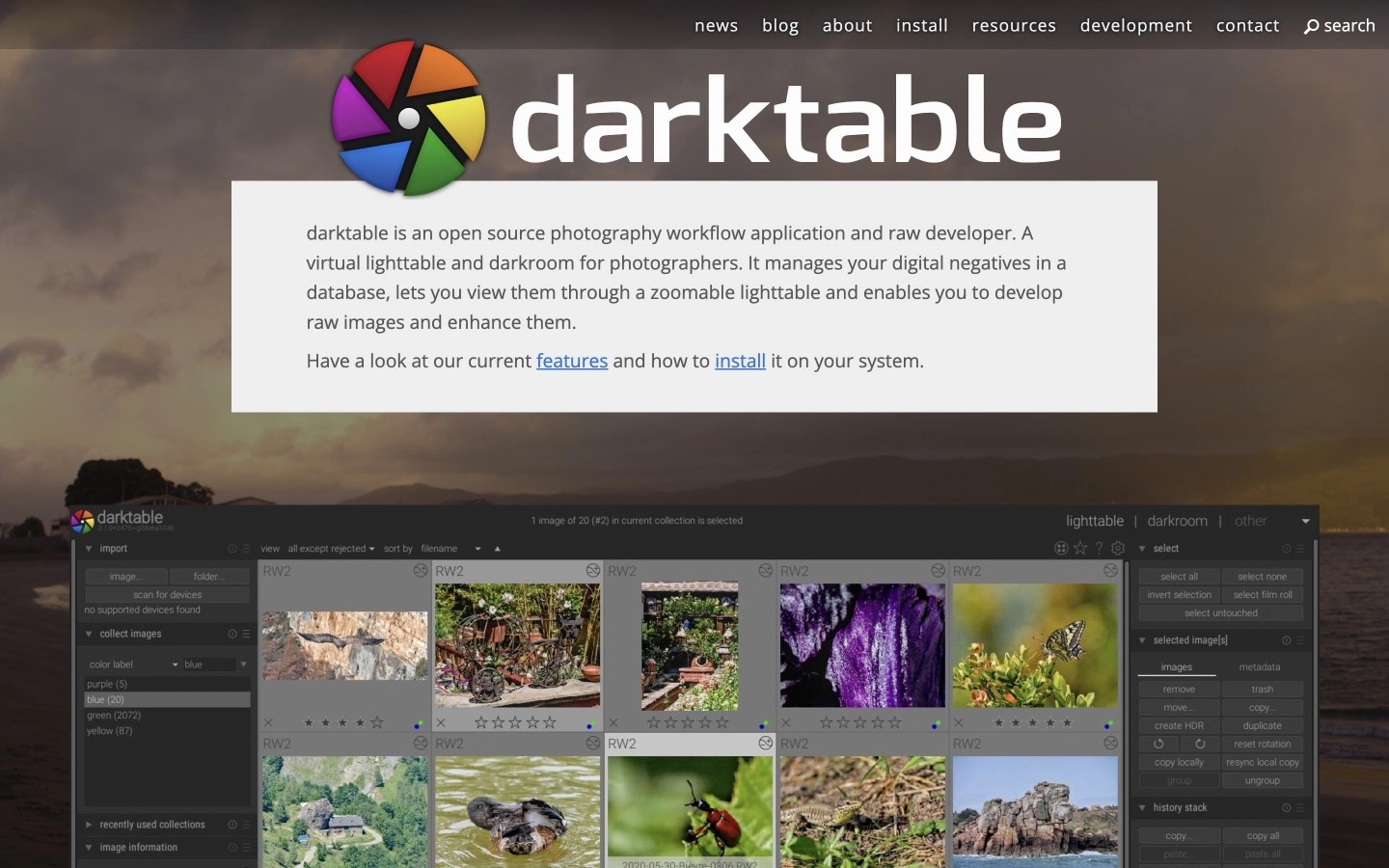 DarkTable - A comprehensive open-source tool for photographers to manage and develop images