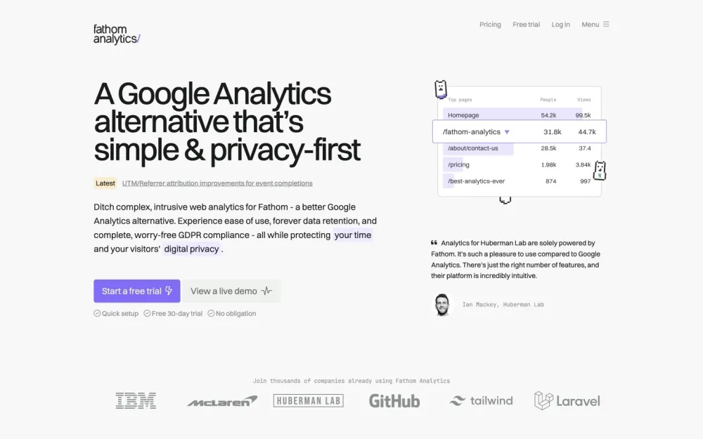 Fathom Analytics - A simple, privacy-focused alternative to traditional web analytics