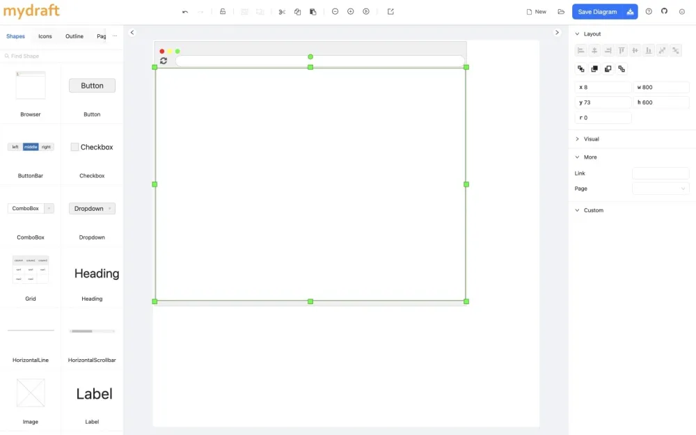 Mydraft.cc - Free online tool for creating wireframes