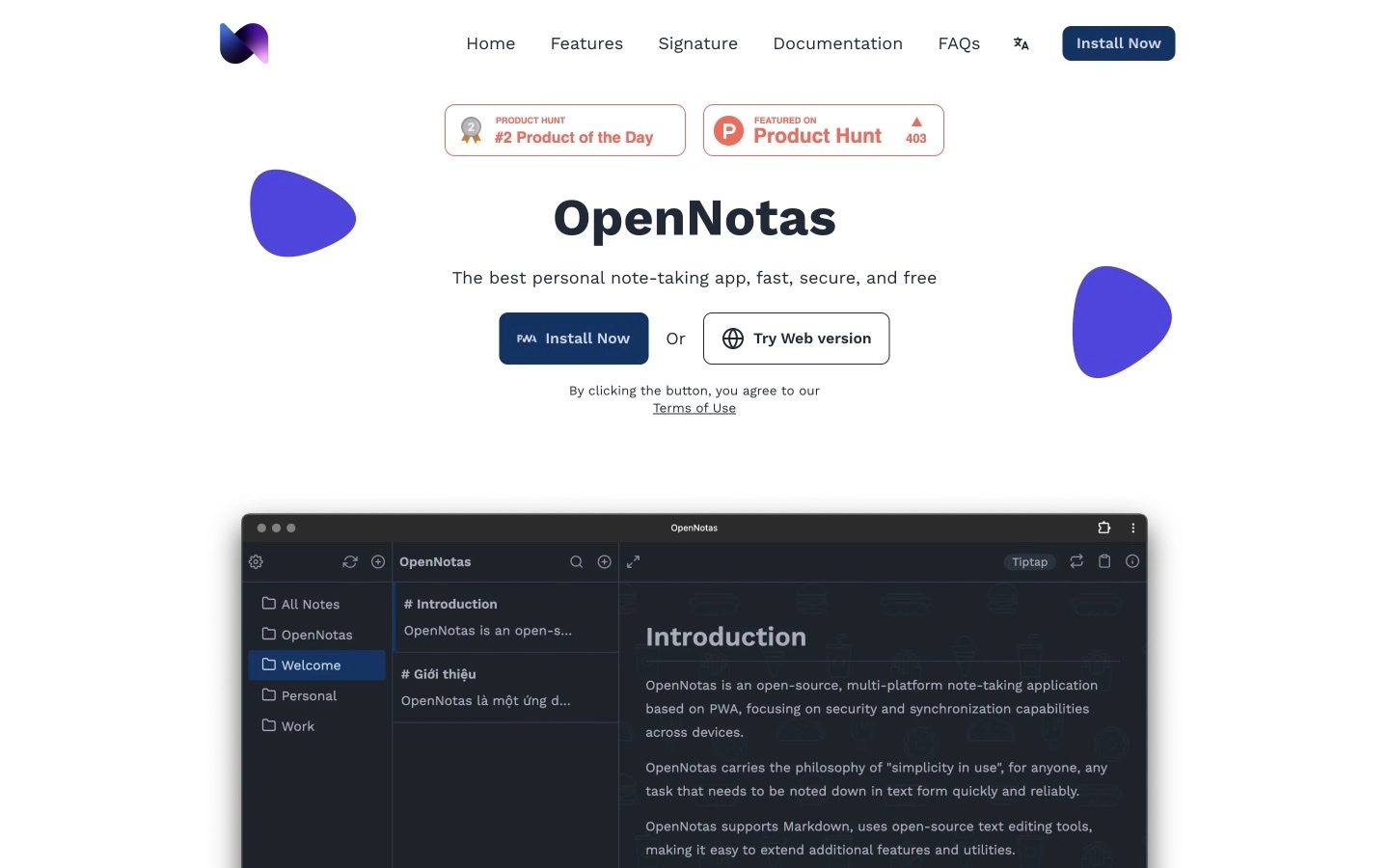 OpenNotas - A simple and secure note-taking application designed for effortless organization