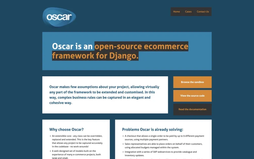 Oscar - A Django-based open-source eCommerce framework for custom solutions