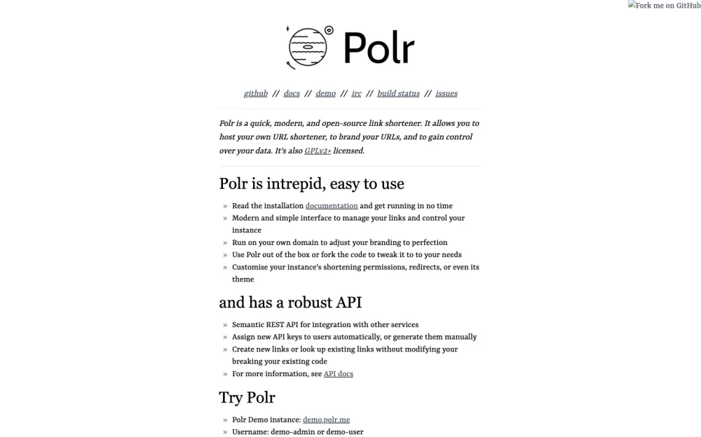 Polr - A modern self-hosted URL shortener for complete data control