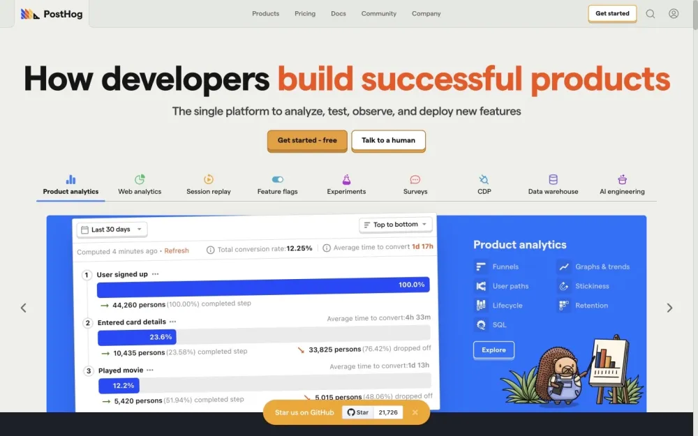 Posthog - The single platform for analyzing, testing, and deploying features efficiently