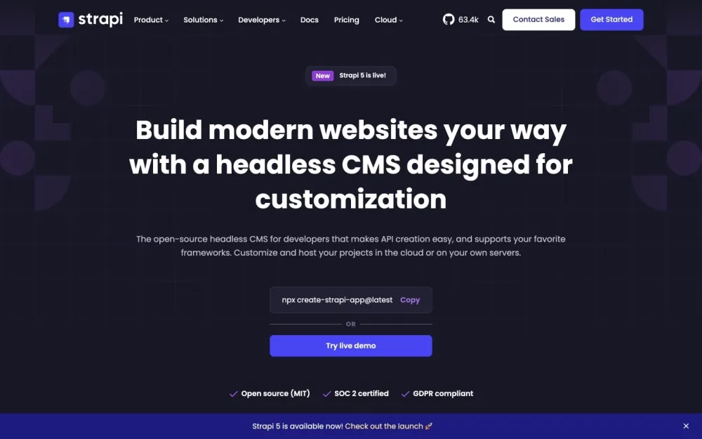 Strapi - A powerful, open-source headless CMS for dynamic content management