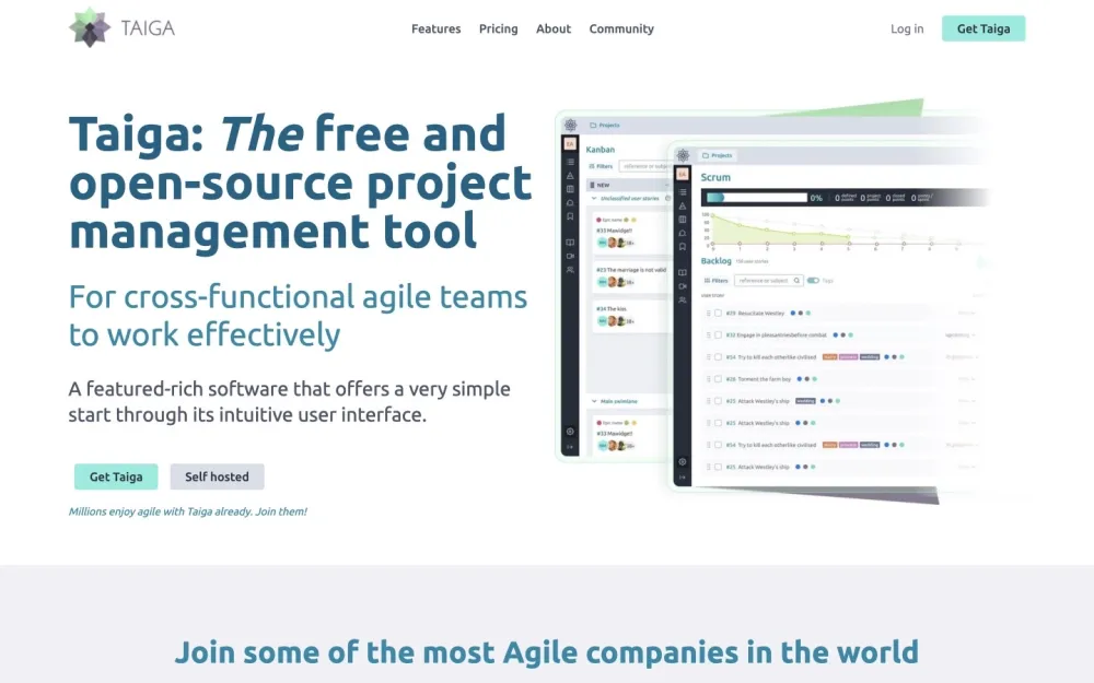 Taiga - A powerful project management tool tailored for agile teams